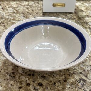 Cream and Blue Dinnerware Bowl